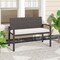 Outdoor Wicker Bench with Cushion and Metal Frame for 2 People